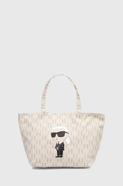 Βαμβακερή τσάντα Karl Lagerfeld χρώμα: μπεζ