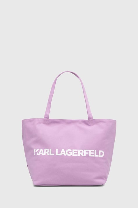 Памучна чанта Karl Lagerfeld в лилаво