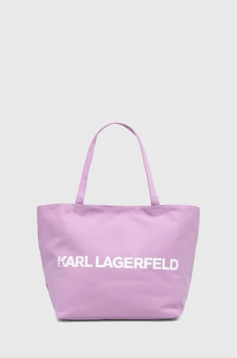 Βαμβακερή τσάντα Karl Lagerfeld χρώμα: μοβ