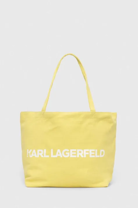 Bombažna torba Karl Lagerfeld rumena barva