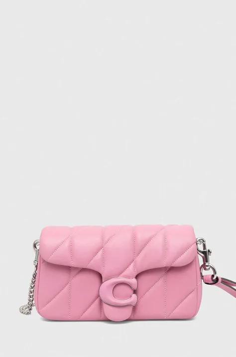 Kožená kabelka Coach ružová farba