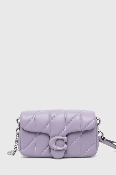 Δερμάτινη τσάντα Coach χρώμα: μοβ