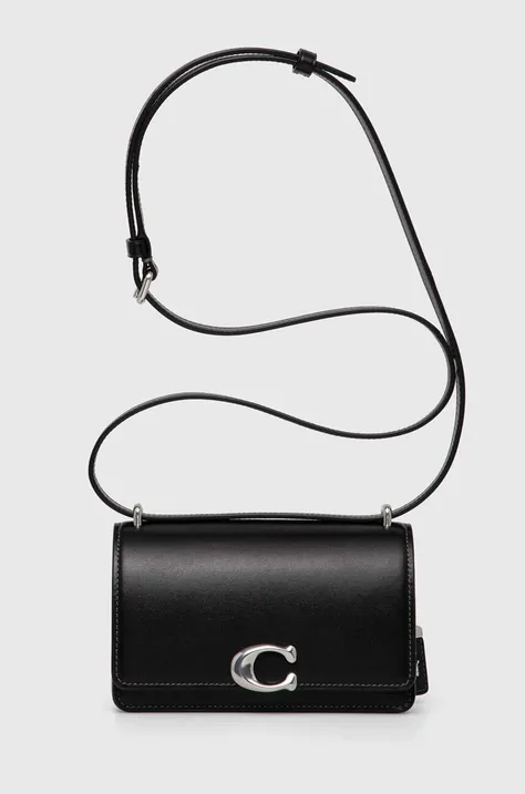Δερμάτινη τσάντα Coach χρώμα: μαύρο, CV461