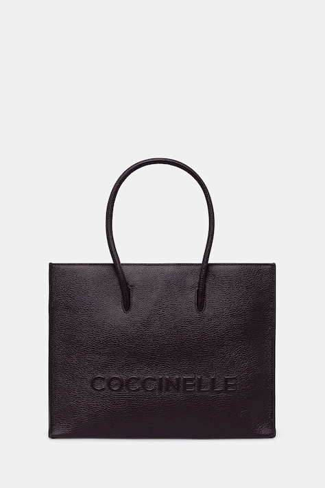 Coccinelle poșetă de piele COCCINELLEMYRTHA MAXI LOG culoarea negru, E1 QBB 18 02 01