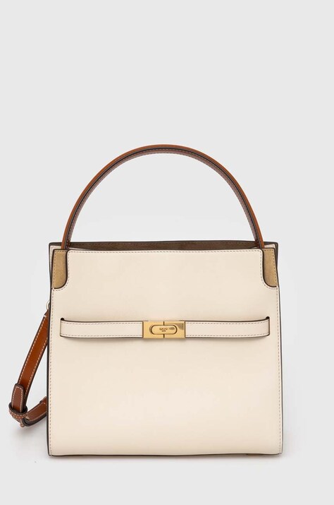 Tory Burch poseta de piele CN culoarea bej, 158641.122