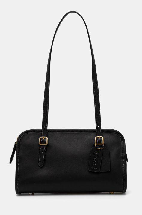 Coach poseta de piele Glovetanned leather swing culoarea negru, CM565