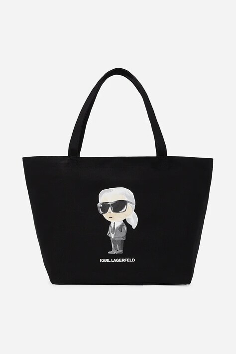 Karl Lagerfeld geantă de bumbac culoarea negru, A2W50027