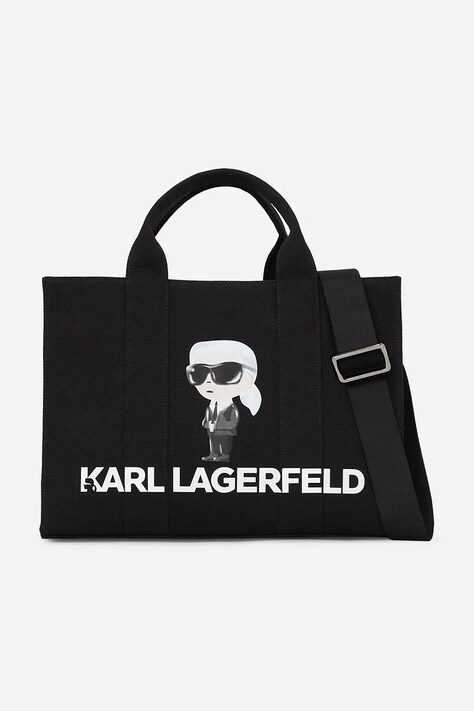 Karl Lagerfeld geantă de bumbac culoarea negru, A2W50047