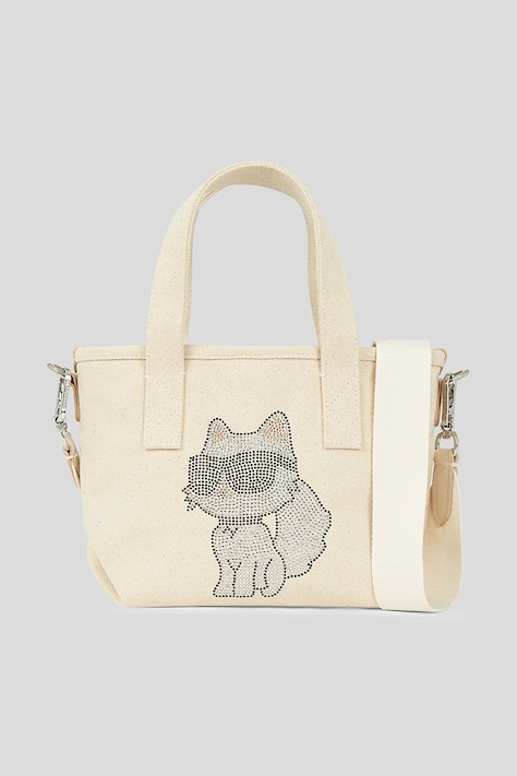 Karl Lagerfeld geantă de bumbac IKON CHOUP culoarea bej, A3W50115