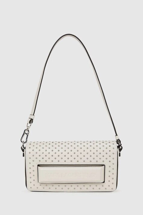 Δερμάτινη τσάντα Karl Lagerfeld χρώμα: μπεζ, A4W30083