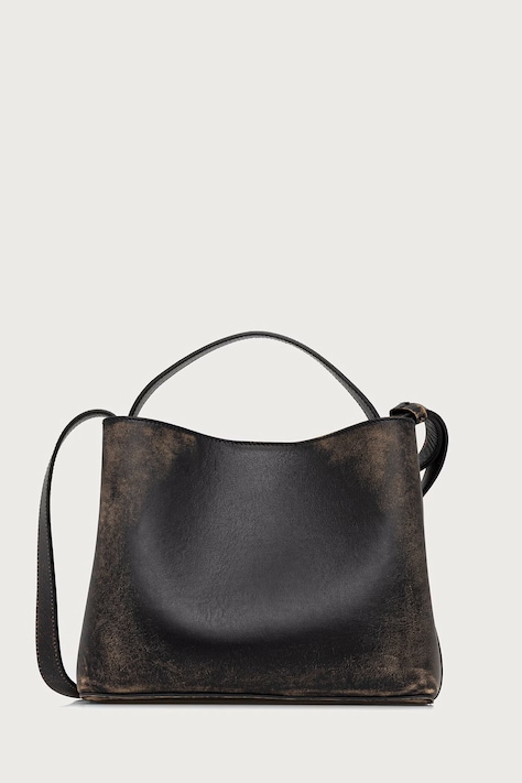 AESTHER EKME Mini Sac borsa a tracollo da donna in pelle nera 06COMSC100