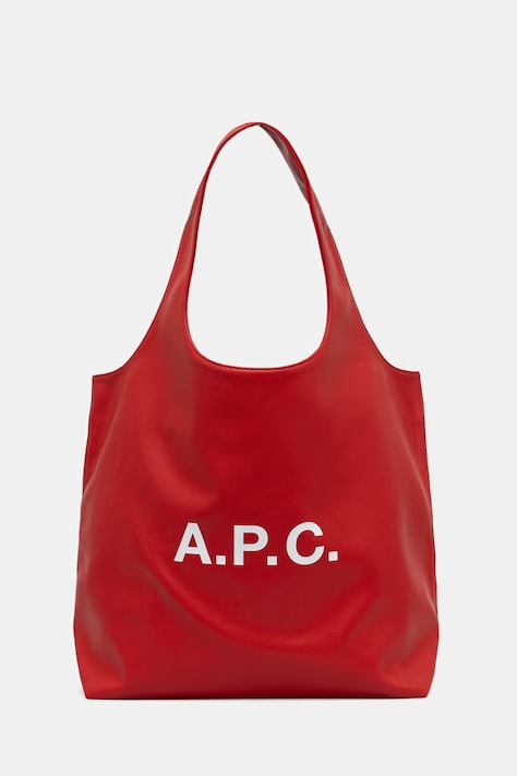 A.P.C. geantă cu imitație de piele tote ninon roșie PUAAT.M61565
