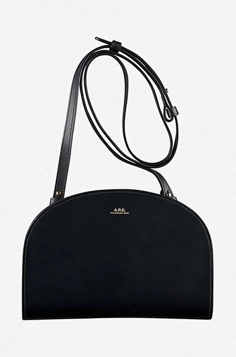 A.P.C. leather handbag Demi Lune black color