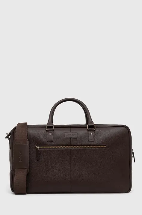 Barbour leather bag Highgate Leather Holdall brown color UBA0564