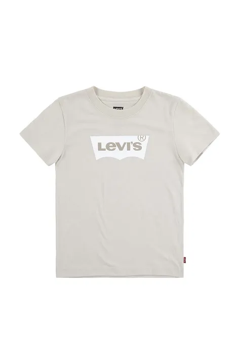 Детская хлопковая футболка Levi's цвет бежевый с принтом