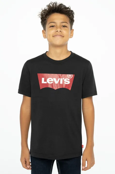 Дитяча футболка Levi's колір чорний з принтом