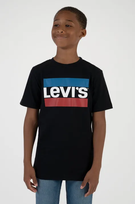 Дитяча футболка Levi's колір чорний з принтом