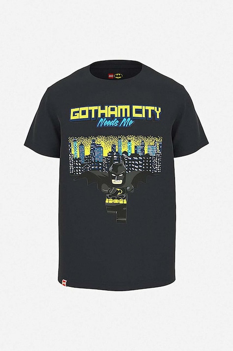 Lego t-shirt bawełniany dziecięcy kolor czarny gładki SS 12010510 995