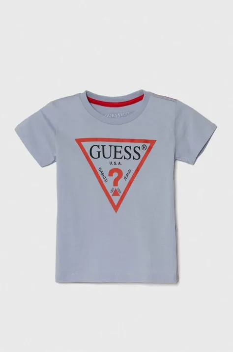 Детская хлопковая футболка Guess с принтом