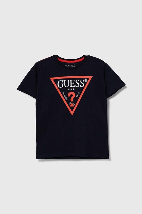Guess tricou de bumbac pentru copii culoarea albastru marin, cu imprimeu, L73I55 K8HM0