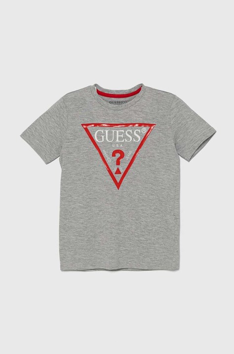 Guess tricou de bumbac pentru copii culoarea gri, cu imprimeu, L73I55 K8HM0