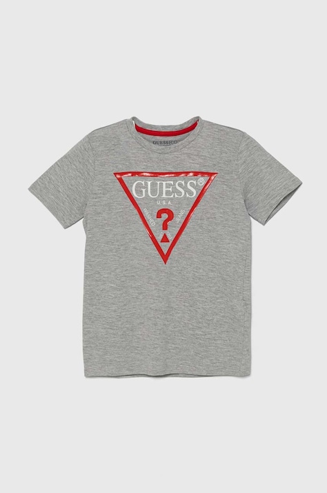 Guess gyerek pamut póló szürke, nyomott mintás, L73I55 K8HM0