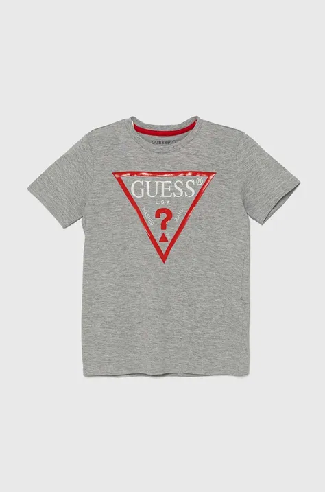 Dětské bavlněné tričko Guess šedá barva, s potiskem, L73I55 K8HM0