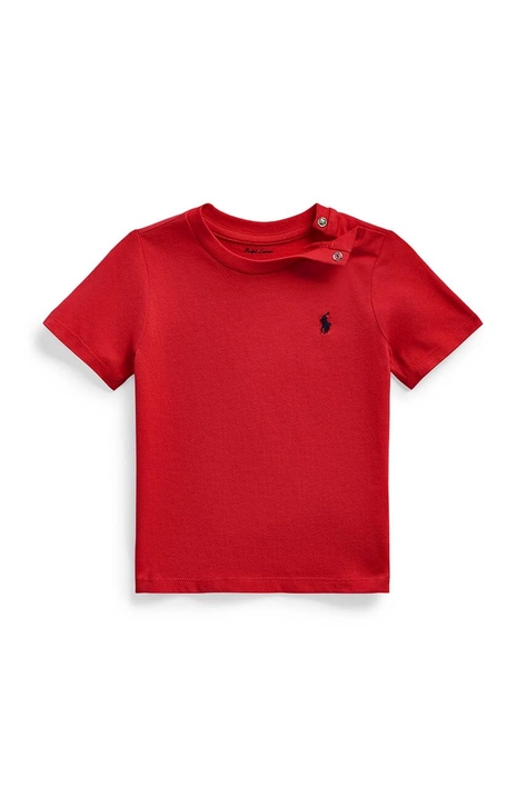 Polo Ralph Lauren t-shirt bawełniany niemowlęcy kolor czerwony gładki 320832904036