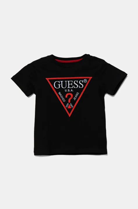 Guess tricou de bumbac pentru copii culoarea negru, cu imprimeu, N4YI37 K8HM4