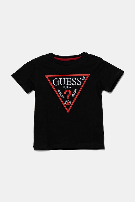 Guess gyerek pamut póló fekete, nyomott mintás, N4YI37 K8HM4