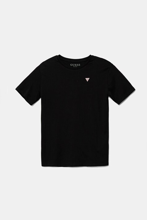 Guess t-shirt bawełniany dziecięcy kolor czarny gładki L5YI38 K5M20