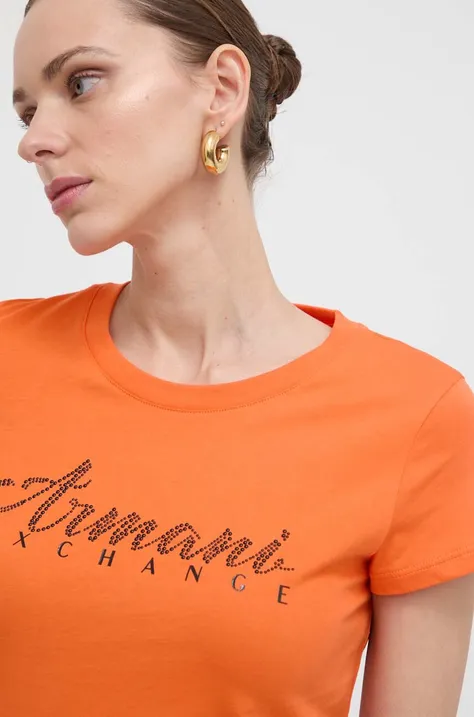 Armani Exchange pamut póló narancssárga