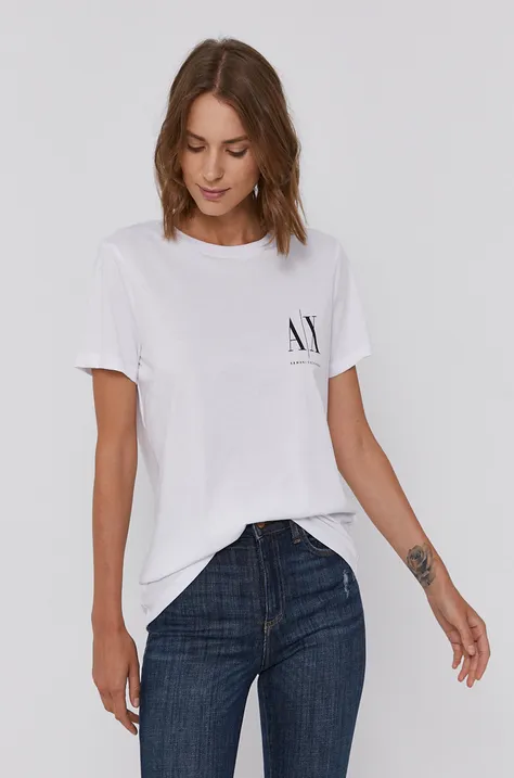 Armani Exchange Tricou din bumbac culoarea alb