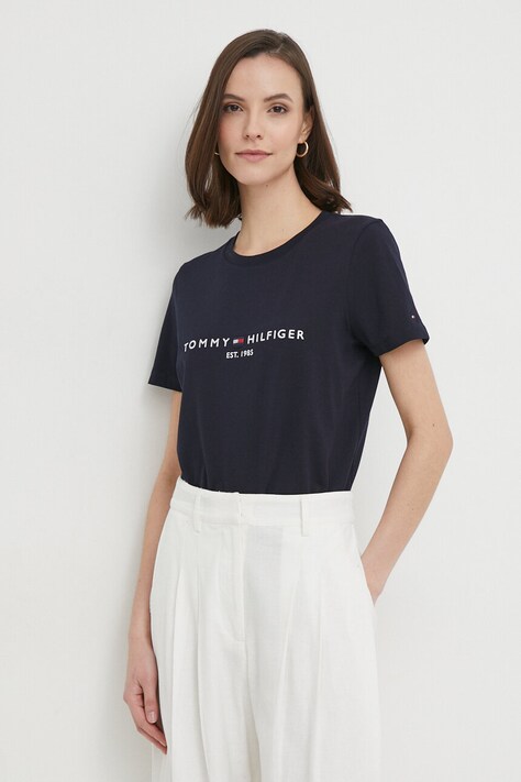 Tommy Hilfiger tricou din bumbac culoarea bleumarin WW0WW31999