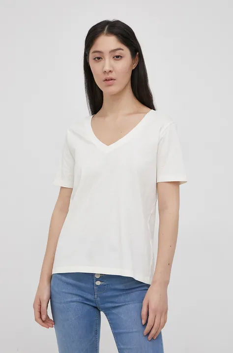 Bavlnené tričko JDY krémová farba