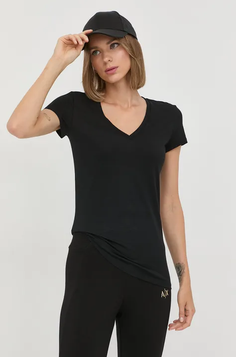 Bavlnené tričko Armani Exchange čierna farba,