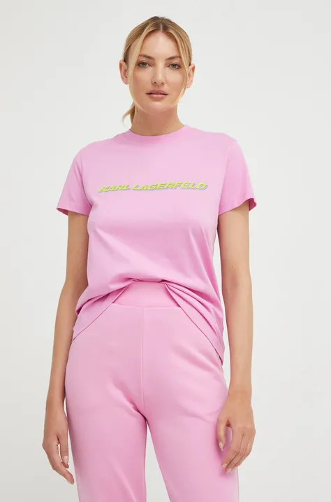 Karl Lagerfeld t-shirt bawełniany 225W1701 kolor różowy