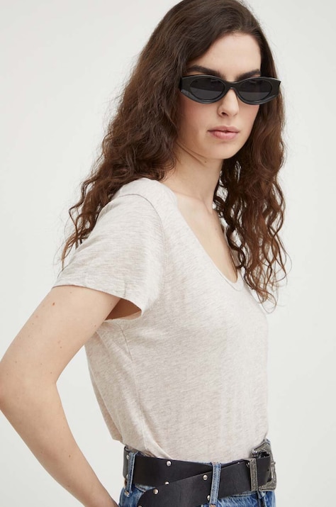 American Vintage tricou femei, culoarea bej