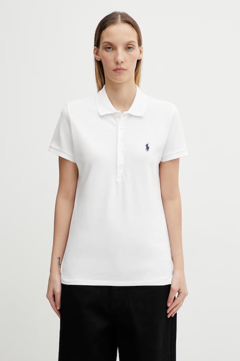 Тениска с яка Polo Ralph Lauren в бяло с яка тип peter pan 211870245001