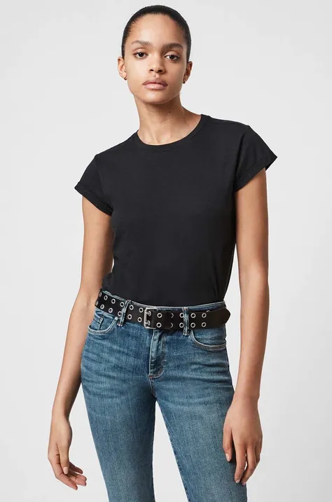 Βαμβακερό μπλουζάκι AllSaints χρώμα: μαύρο