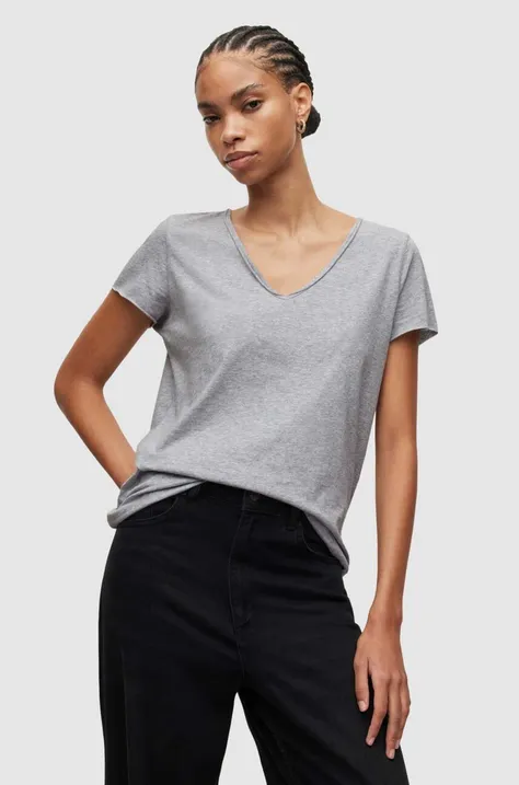 Bavlněné tričko AllSaints šedá barva