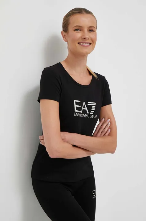 Majica kratkih rukava EA7 Emporio Armani za žene, boja: crna