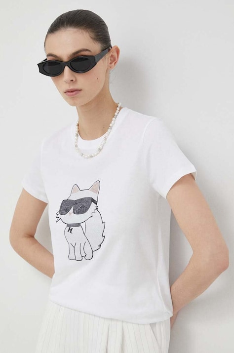 Karl Lagerfeld pamut póló fehér