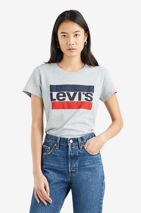 Памучна тениска Levi's The Perfect Tee в сиво