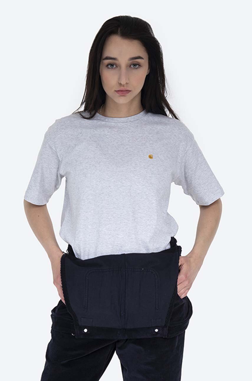 Carhartt WIP t-shirt bawełniany Chase kolor szary I029072.-WHITE/GOLD