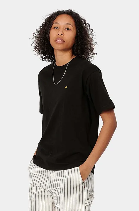 Carhartt WIP t-shirt bawełniany Chase kolor czarny I029072.-WHITE/GOLD