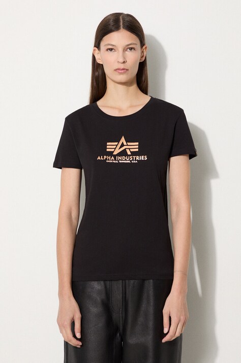 Alpha Industries cotton T-shirt New Basic T Foil Print black color