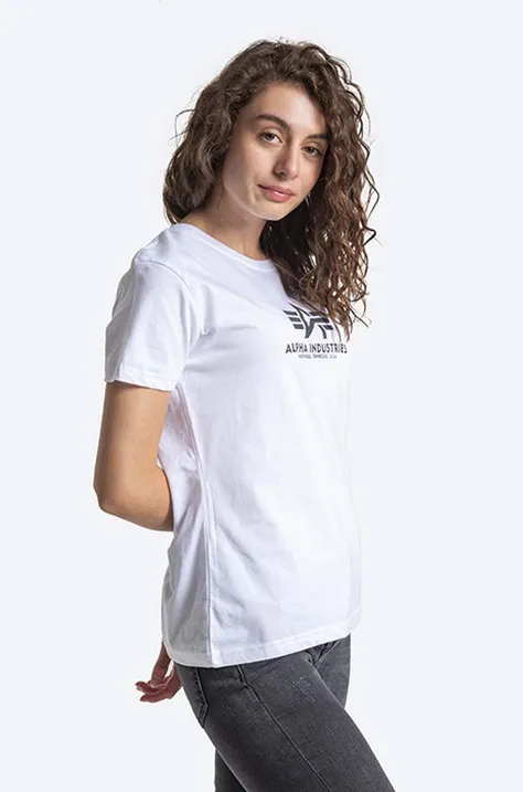 Βαμβακερό μπλουζάκι Alpha Industries New Basic T χρώμα: άσπρο