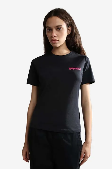 Bavlnené tričko Napapijri NA4GLA.041-041, čierna farba