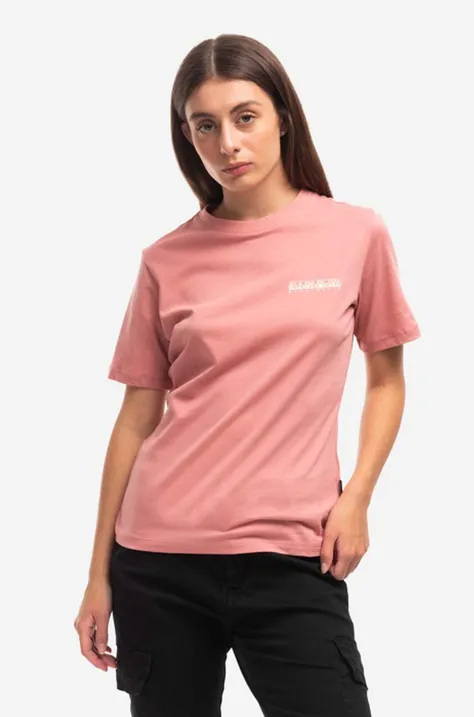 Βαμβακερό μπλουζάκι Napapijri Koszulka Napapijri S-Chalk SS NA4GLA PB1 χρώμα: ροζ